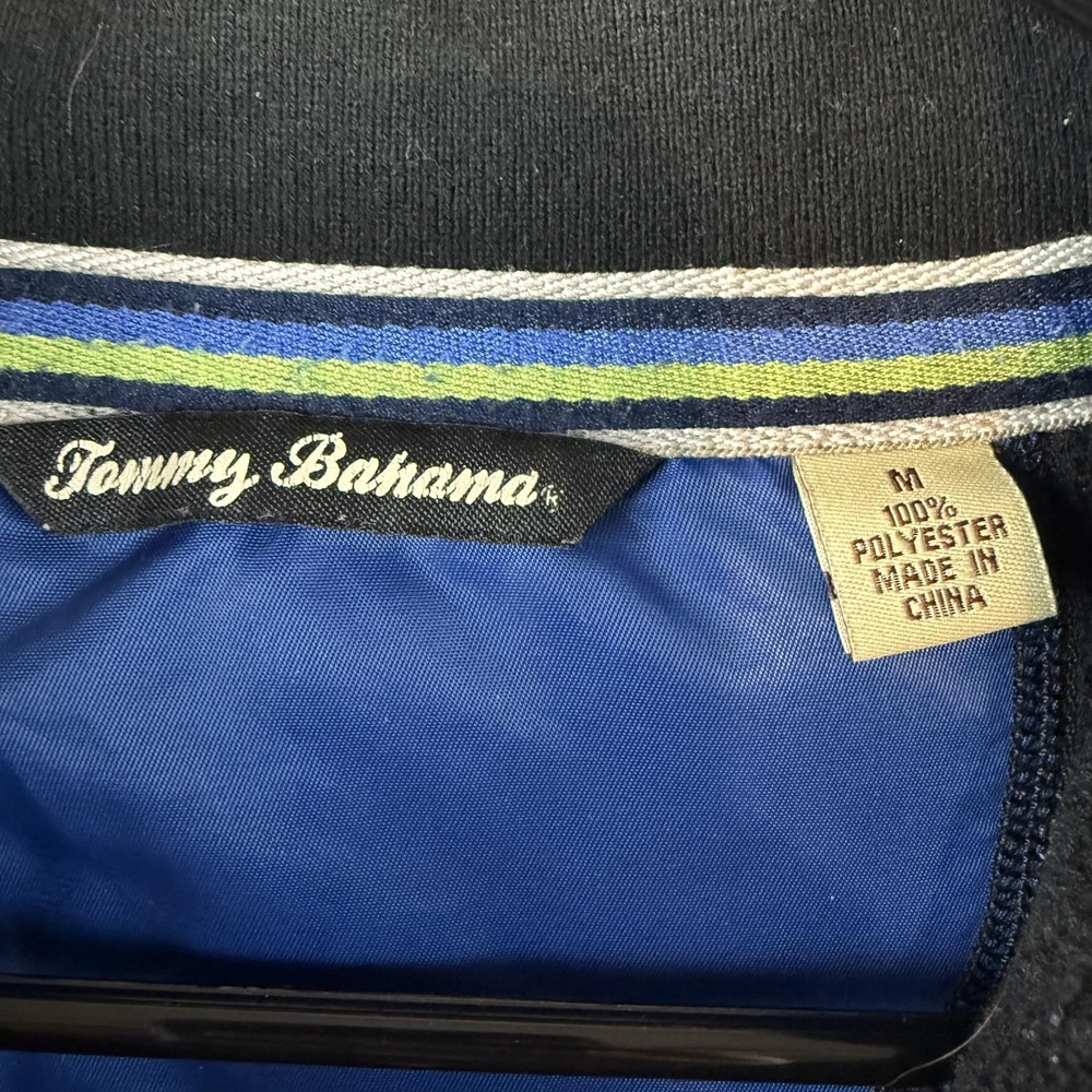 Tommy Bahama Sweater Mens Medium Black Quarter Zip Pullover Fleece Marlin Logo - Picture 4 of 8